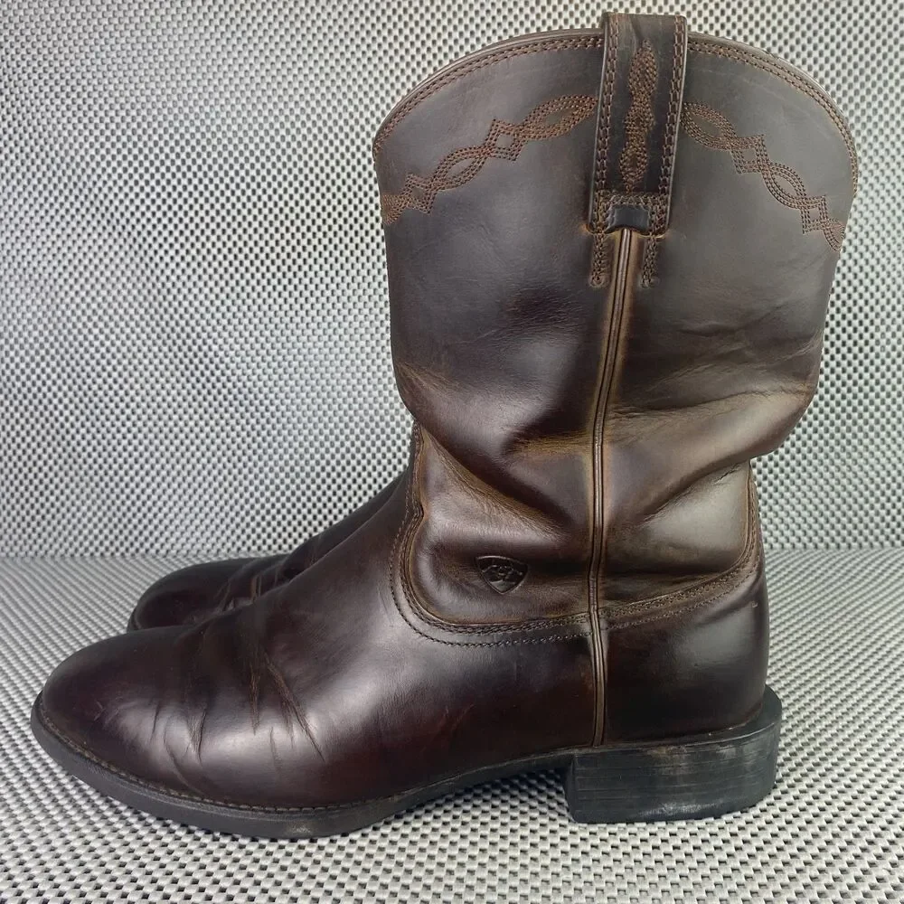 Ariat Heritage Roper Boots Mens 11 EE Brown Leather Western Pull on Cowboy